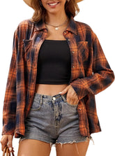 Alex Vando Womens Flannel Shirt Regular Long Sleeve Button Down Flannel Shirts for Women